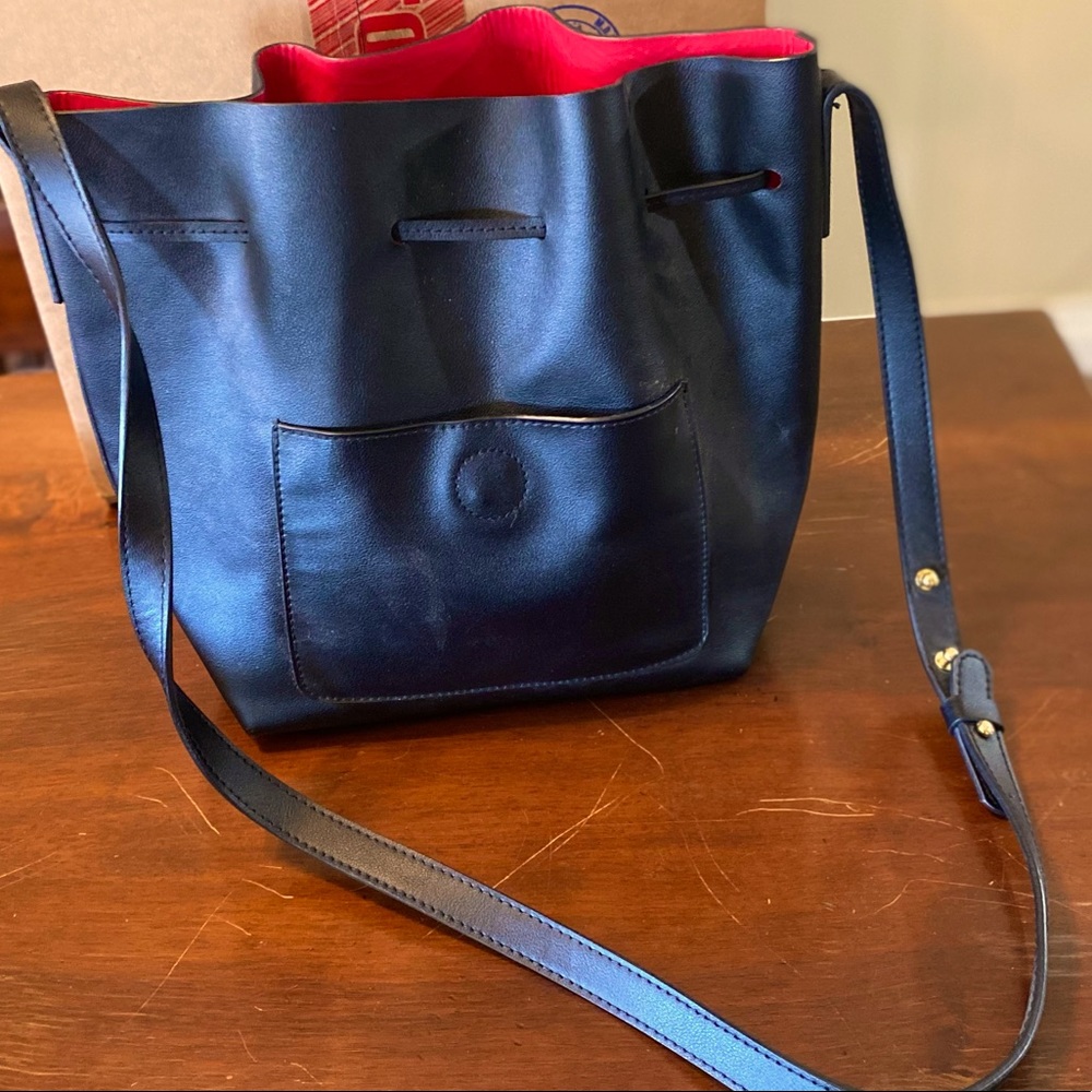 Black Leather Bucket Purse